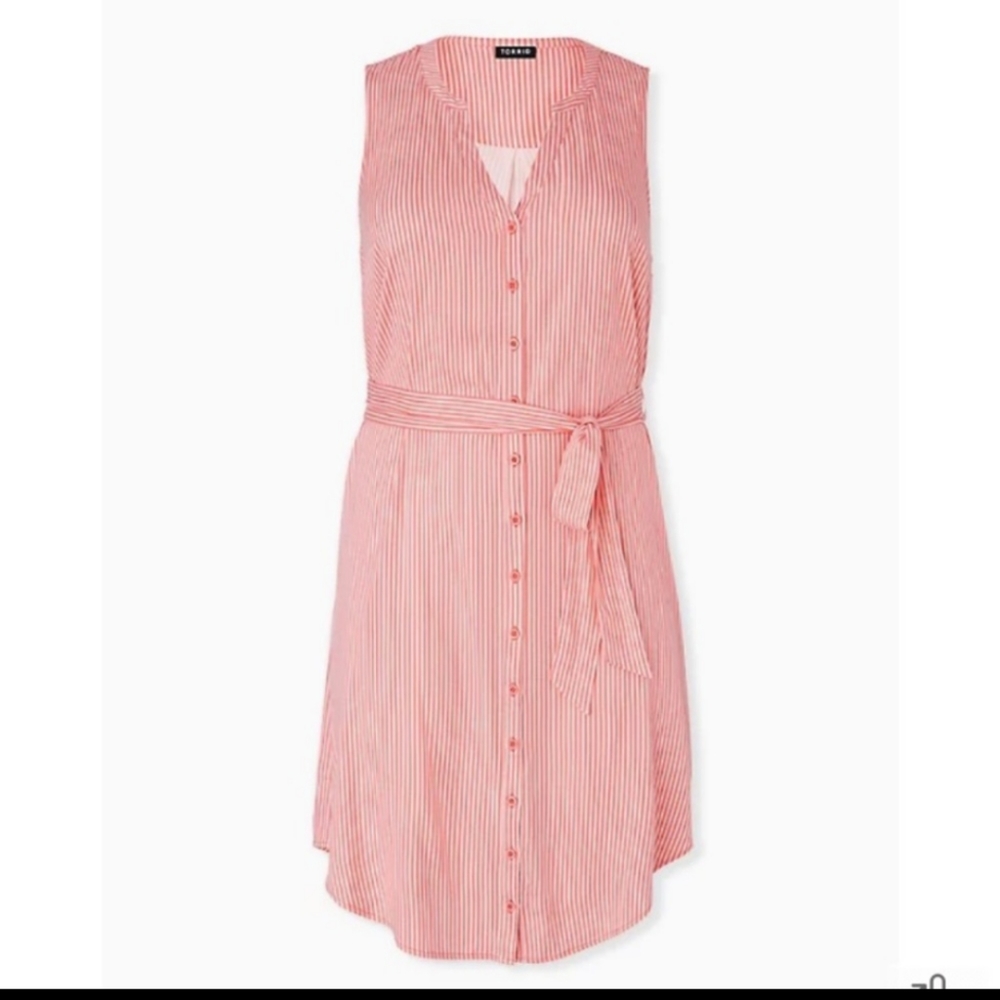 Coral bottom front striped dress